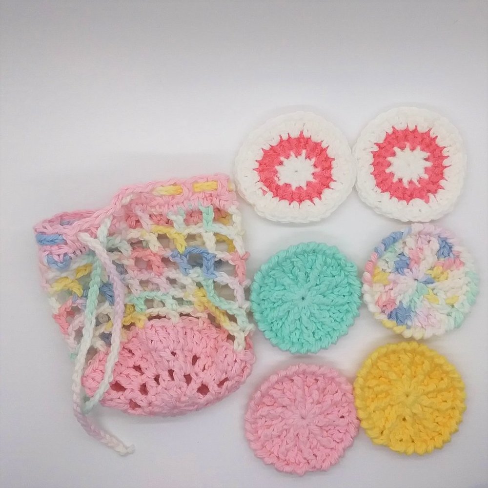 Eco Friendly Facial Pad Set Reusable w/ Bag Pastel
